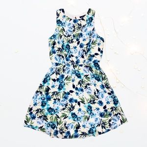 Forever 21 White Green Flower Print Dress